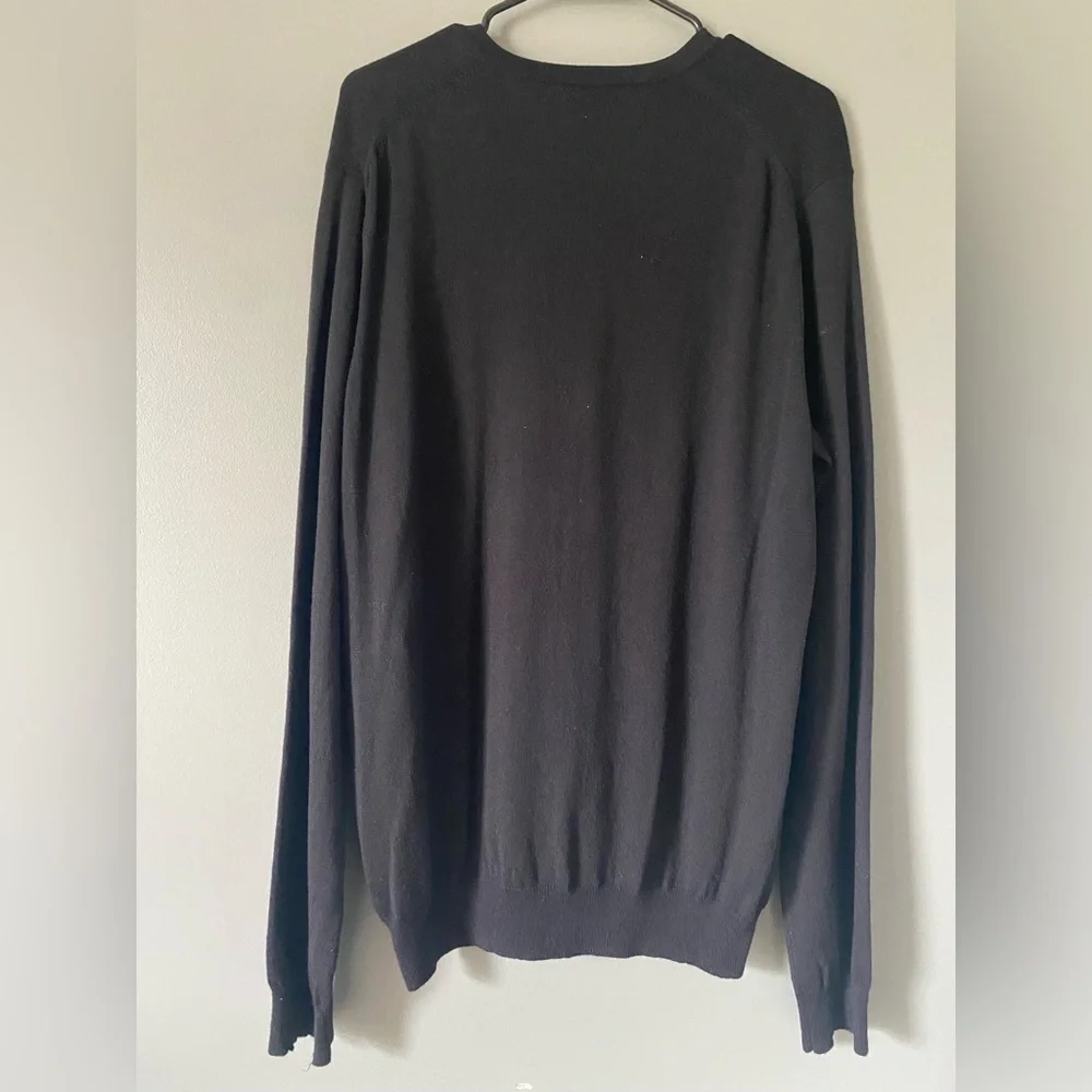 J Crew Knit Merino Wool Sweater V Neck Mens Size XLT Black Normalcore Preppy $98